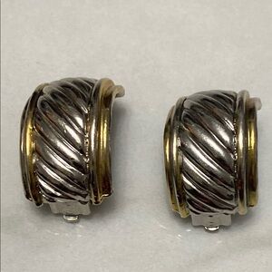 Vintage Silver and Gold Clip-On Earrings